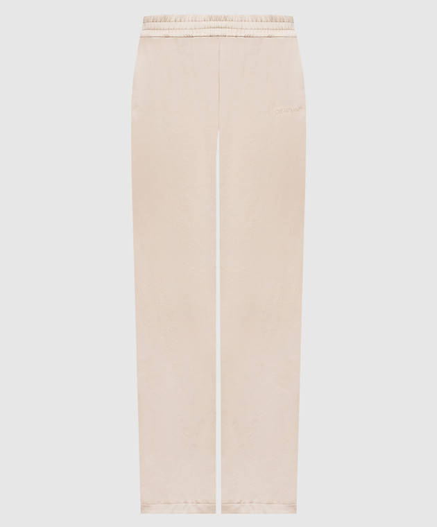 Off-White Бежевые спортивные брюки с кружевом 2FH00650B
