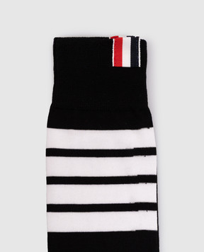 Thom Browne Черные носки с брендовыми полосками MAS023B01690