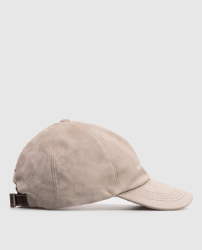 Brunello Cucinelli Замшевая кепка хаки с вышивкой логотипа MPCLF9850