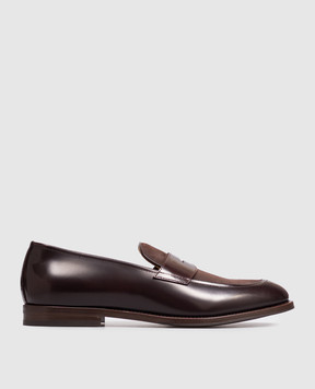 Brunello Cucinelli Коричневые кожаные глянцевые лоферы MZUFXEU678