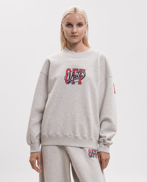 Off-White Бежевый меланжевый свитшот с принтом логотипа 2FE00513T