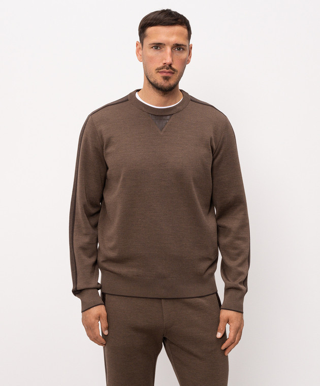 Stefano Ricci Коричневый джемпер из шерсти и шелка K606431G42F26318 изображение 3