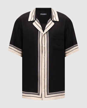 Dolce&Gabbana Чорна сорочка із шовку з контрастним окантуванням G5LH3THI11T