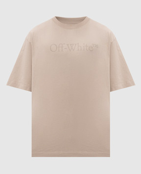 Off-White Бежева футболка з принтом логотипа 44MAA120S26J00H