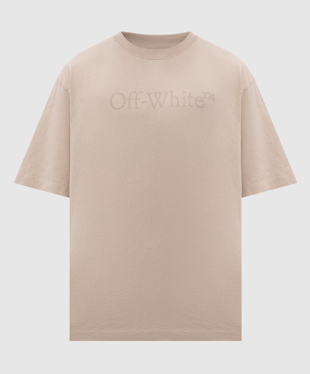 Off-White Бежевая футболка с принтом логотипа 44MAA120S26J00H