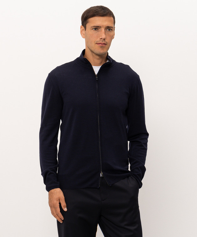 Canali Кардиган з вовни синього кольору MK01149C0022 зображення 3