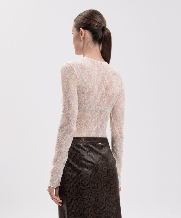 Twinset Боди цвета айвори из кружева 262LI2NEE изображение 4