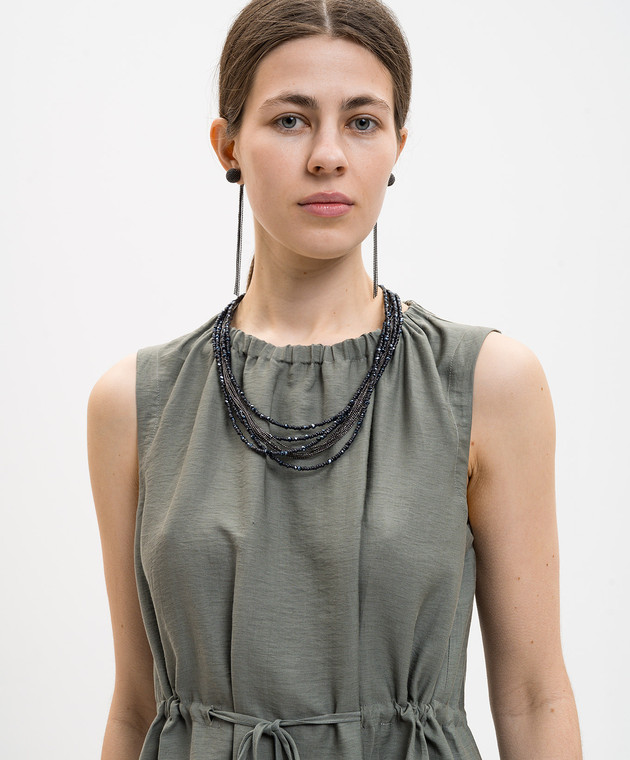 Peserico Синие многослойные бусы с кристаллами и цепочкой мониль S35516C0CC814 изображение 2