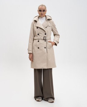 MooRER Бежевий пуховий двобортний плащ ROLITA з шовком ROLITAJSE1