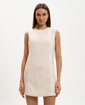 Twinset Бежева твідова сукня міні з паєтками 261TP2622