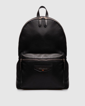 Santoni Чорний шкіряний рюкзак з логотипом UIBBA3131TRAPMN