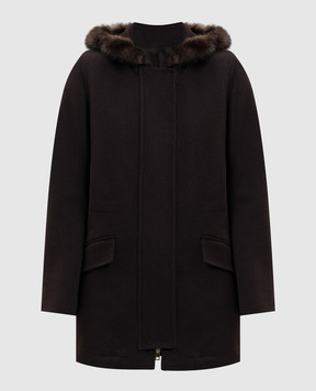 Heresis Коричневый парк из шерсти с мехом соболя P5380ZIG400