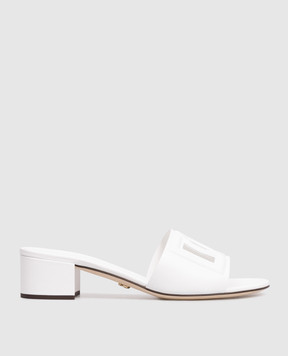 Dolce&Gabbana Білі шкіряні мюлі з логотипом CR1755AY329