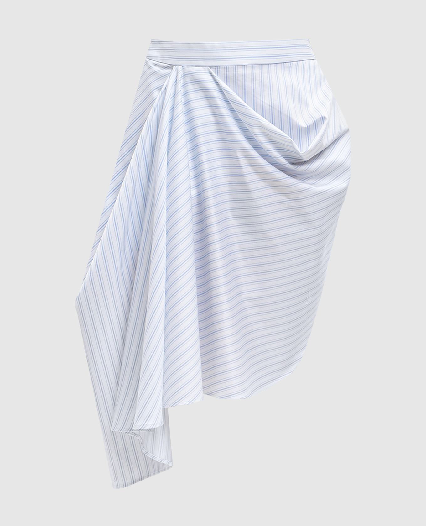 Белая юбка в полоску с драпировкой