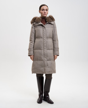 Paolo Moretti Коричнева куртка з вовни і кашеміру з хутром соболя ERICA