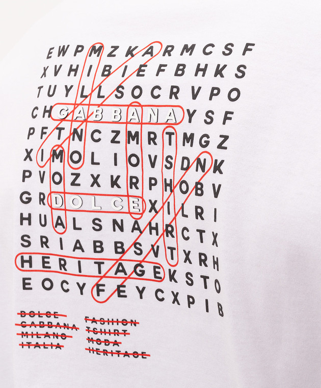 Dolce&Gabbana Белая футболка Crossword с принтом логотипа G8PN9TG7QAV изображение 5