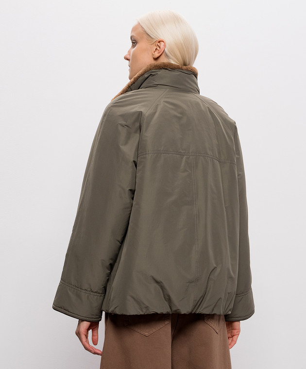 Brunello Cucinelli Пуховая куртка цвета хаки с мехом MH5253658 изображение 4