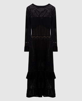 Twinset Чорна сукня міді з вовною 262TP3070