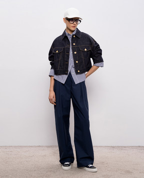 Brunello Cucinelli Синяя рубашка в полоску MH740MP406