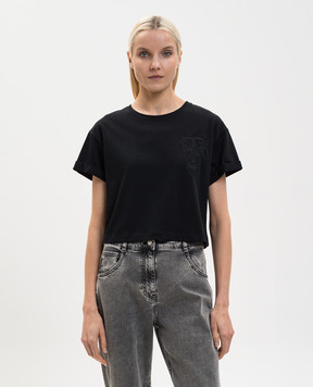 Twinset Черная футболка с вышивкой монограммы 261TT2380