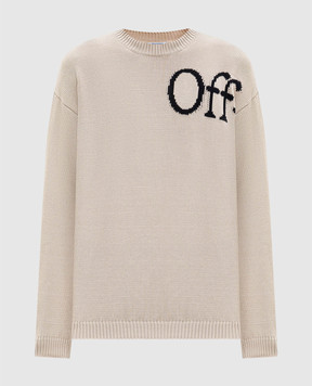 Off-White Бежевий светр з візерунком логотипа 44MHE20QS26K001