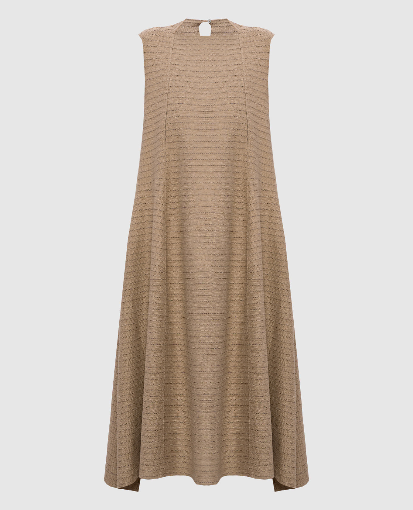 Коричневое платье миди из шелка и льна