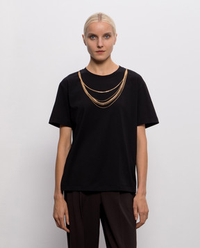Twinset Черная футболка с цепочками 262AP2460