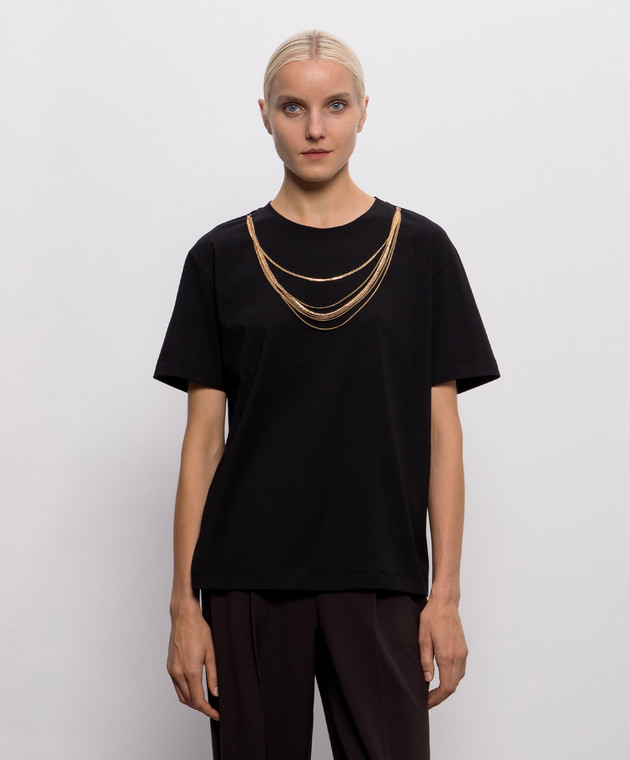 Twinset Чорна футболка з ланцюжками 262AP2460 зображення 3