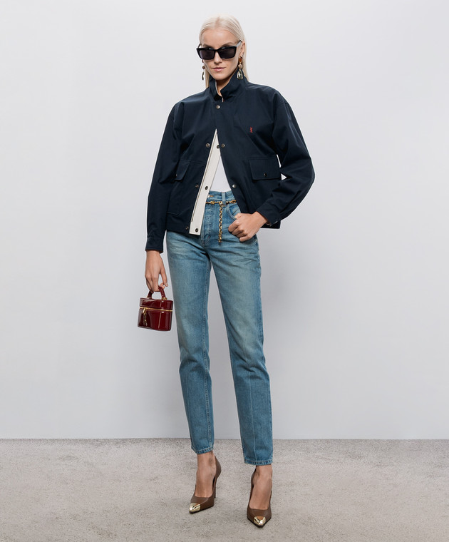 Saint Laurent Двостороння куртка з вишивкою монограми A0001RY6J98 зображення 2