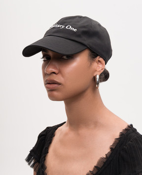 Ann Demeulemeester Черная кепка с контрастной вшивкой надписи B0014152FA709