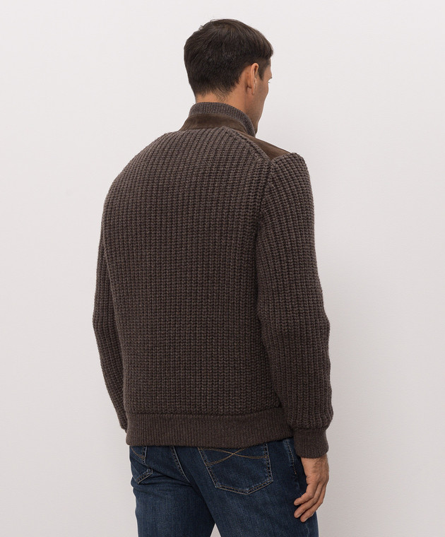 Brunello Cucinelli Коричневая комбинированная куртка на меху MPMVS2060 изображение 3