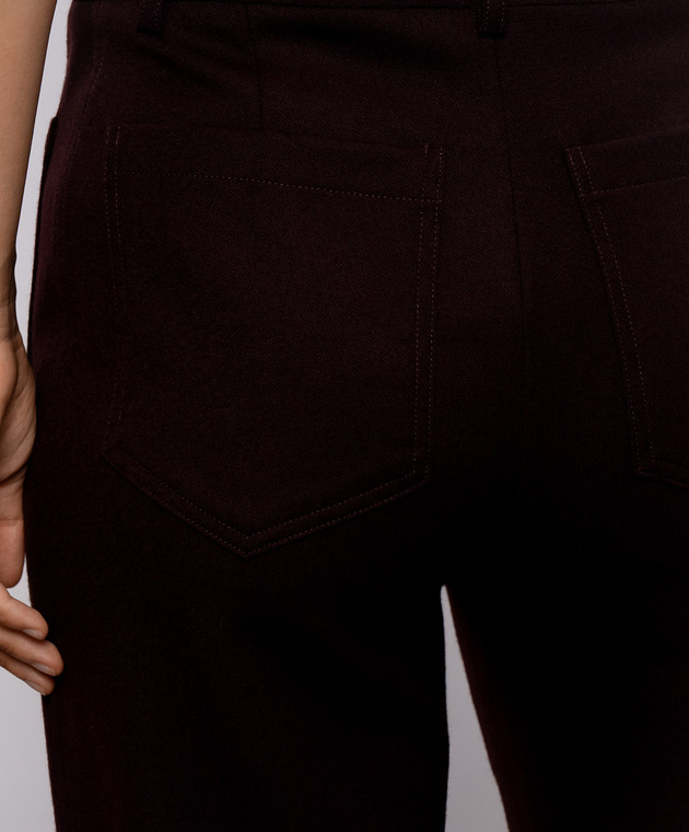 Victoria Beckham Бордовые штаны клеш Alina из шерсти 1226WTR005115S изображение 5
