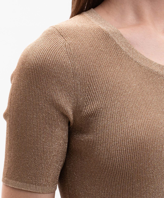 Max Mara Коричневый топ с люрексом MSTSEQUOIA изображение 5