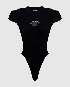 Vetements Чорне боді з принтом напису WH27BO172B