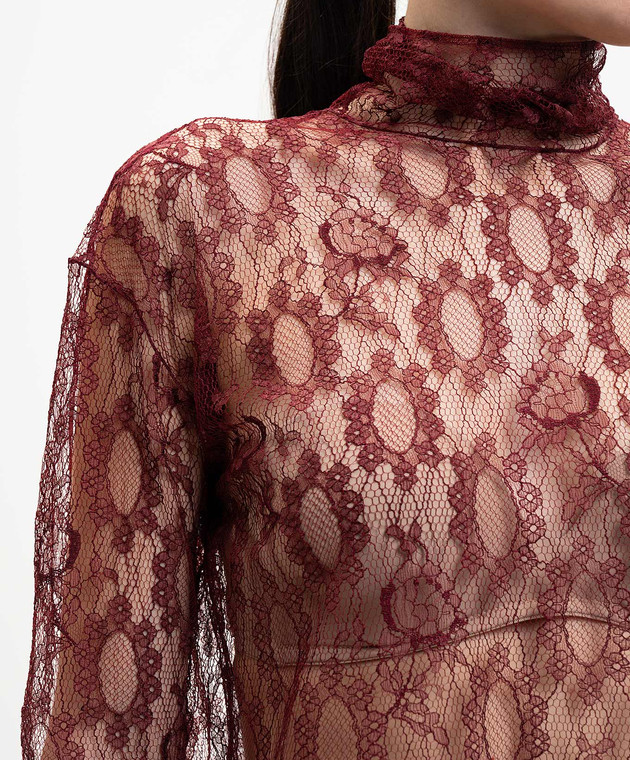 Dolce&Gabbana Бордовий топ з мережива F7BV7TILMDL зображення 4
