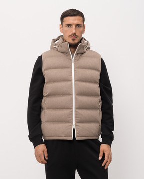 Brunello Cucinelli Коричневый пуховый жилет из шерсти MQ4631608