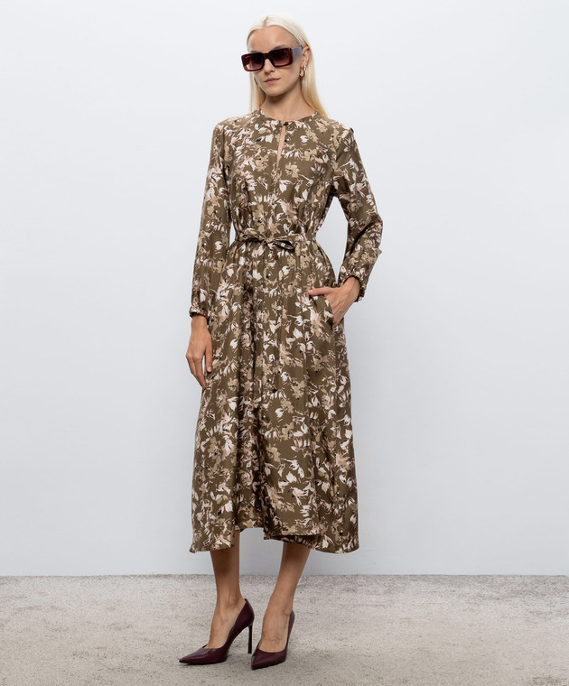 Max Mara Сукня COCCOLE із шовку кольору хакі MXMCOCCOLE зображення 2
