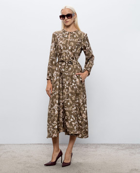 Max Mara Сукня COCCOLE із шовку кольору хакі MXMCOCCOLE