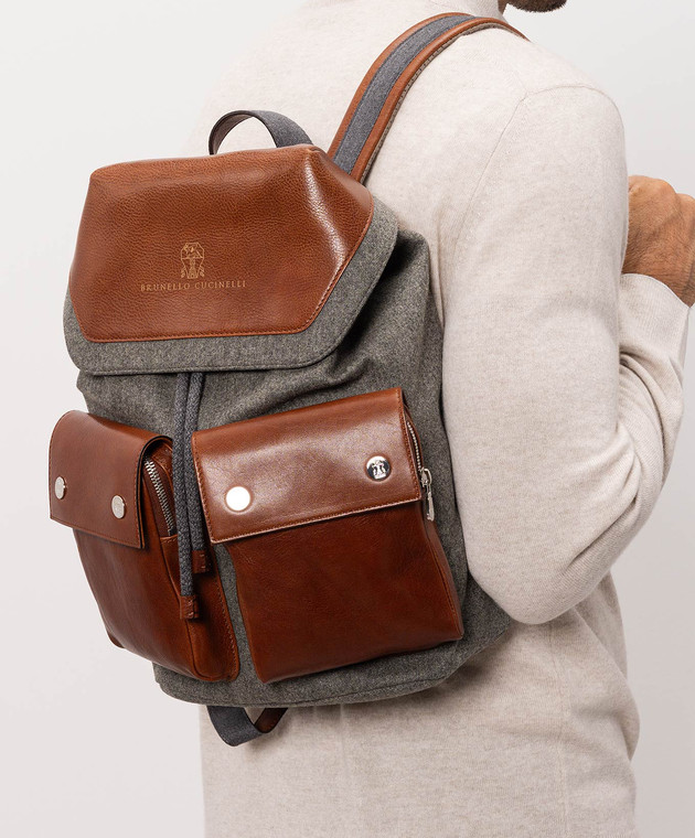 Brunello Cucinelli Детский комбинированный рюкзак BTEFAB134 изображение 2