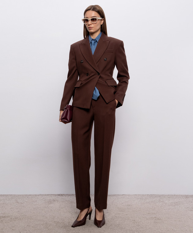 Brunello Cucinelli Коричневый двубортный жакет из шерсти MG5537243P изображение 2