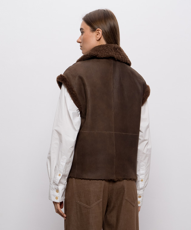 Brunello Cucinelli Коричневый двухстронный жилет MPMBP7464P изображение 4