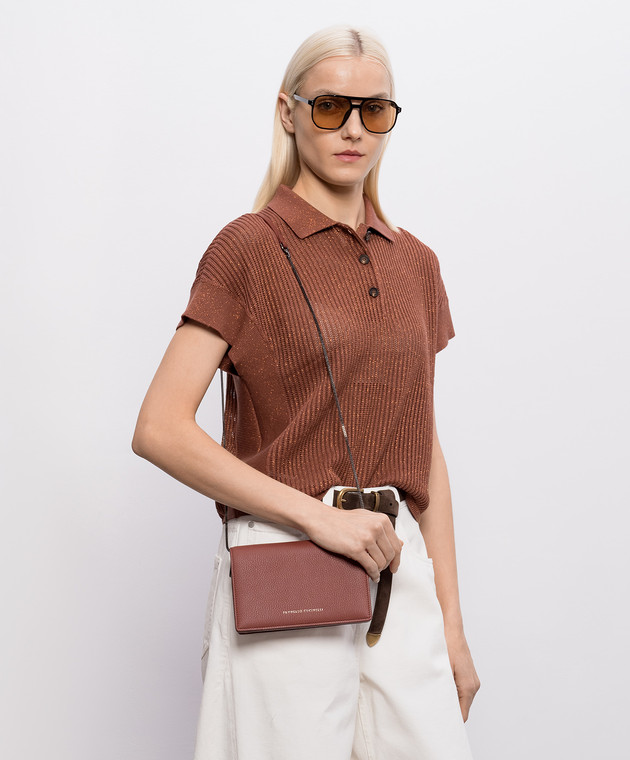 Brunello Cucinelli Теракотова шкіряна сумка крос-боді MWCAM2712 зображення 2