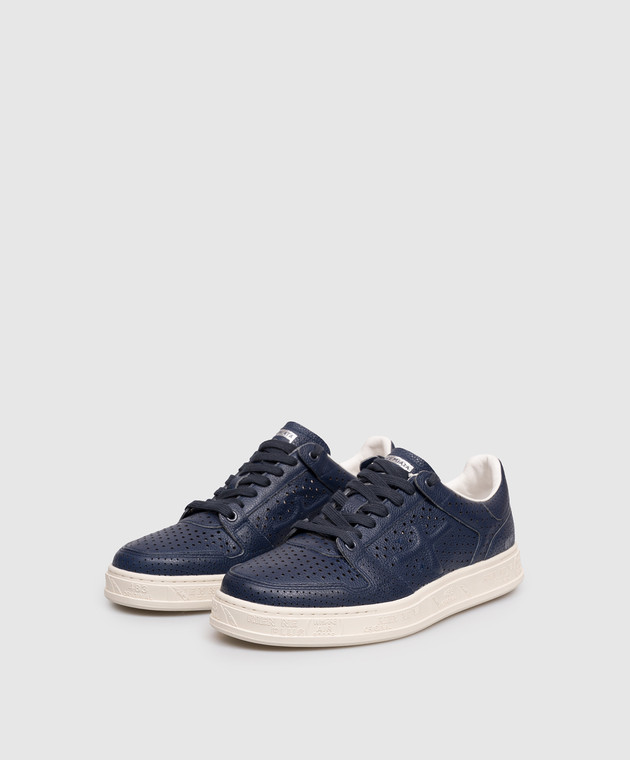 Premiata Сині шкіряні кросівки QUINN з перфорацією QUINN зображення 2