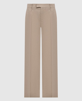 Brunello Cucinelli Бежеві штани з льону з відворотами MH527P8492