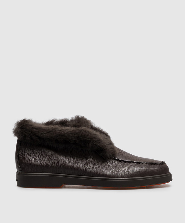 Santoni Коричневые кожаные дезерты на меху WUYA59712DKTAWKP