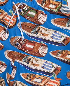 Dolce&Gabbana Дитячі сині шорти для плавання з принтом L4J818ON0D426