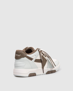 Off-White Блакитні шкіряні кросівки Out Of Office з контрастною емблемою OMIA189S26LEA003