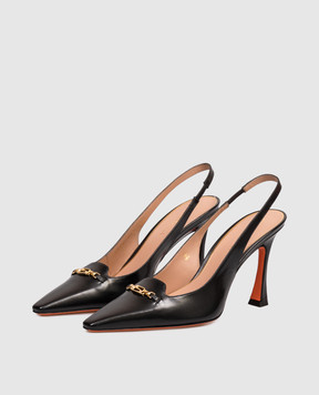 Santoni Чорні шкіряні слінгбеки WDTV72113HA2NWLN