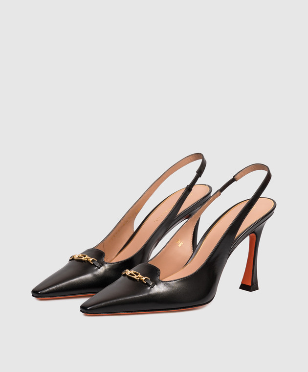 Santoni Черные кожаные слингбеки WDTV72113HA2NWLN изображение 2