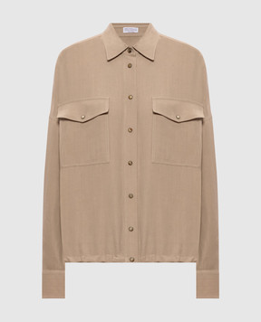 Brunello Cucinelli Бежева куртка з льоном MH126NE416